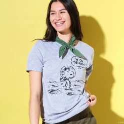 Peanuts Snoopy On The Moon - Athletic Heather T-Shirt