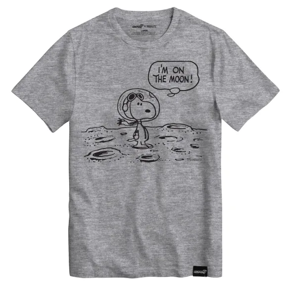 Peanuts Snoopy On The Moon - Athletic Heather T-Shirt