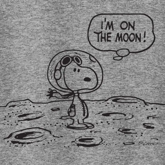 Peanuts Snoopy On The Moon - Athletic Heather T-Shirt