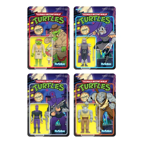 Teenage Mutant Ninja Turtles Reaction Figures Wave 8 - Undercover Raphael, Shredder, Rocksteady & Foot Soldier (Cartoon)