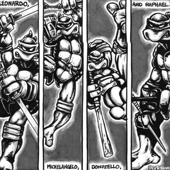 Teenage Mutant Ninja Turtles Reaction Figure Wave 9 - Donatello, Leonardo, Michelangelo & Raphael (Comic Greyscale)