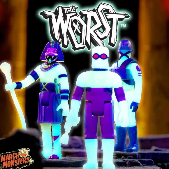 The Worst Reaction Figures - Snake Tut, X-3 & Gas Phantom (Monster Glow)
